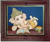 Chola Impressions Ganesh Tanjore Painting 13"x11" Chola Impressions Ganesh Tanjore Painting 13"x11"